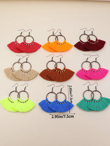 9 Pairs Boho Earrings Round Colorful Tassel Drop Earrings Charms Jewelry Gift Birthday Gifts For Women Wife Girls Her
