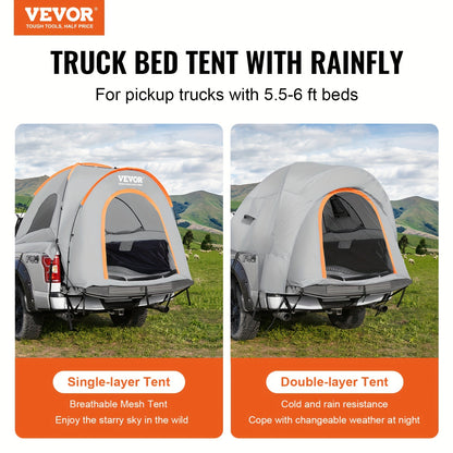 VEVOR Truck Bed Tent, Pickup Truck Tent With Rain Layer And Carry Bag, Waterproof Double Layer Truck Tent For Camping, Accommodate, For Camping Traveling Outdoor Activities