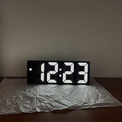 1pc Smart Voice-Controlled LED Desk Clock with Snooze Function - Silent Digital Alarm for Bedroom & Office Use