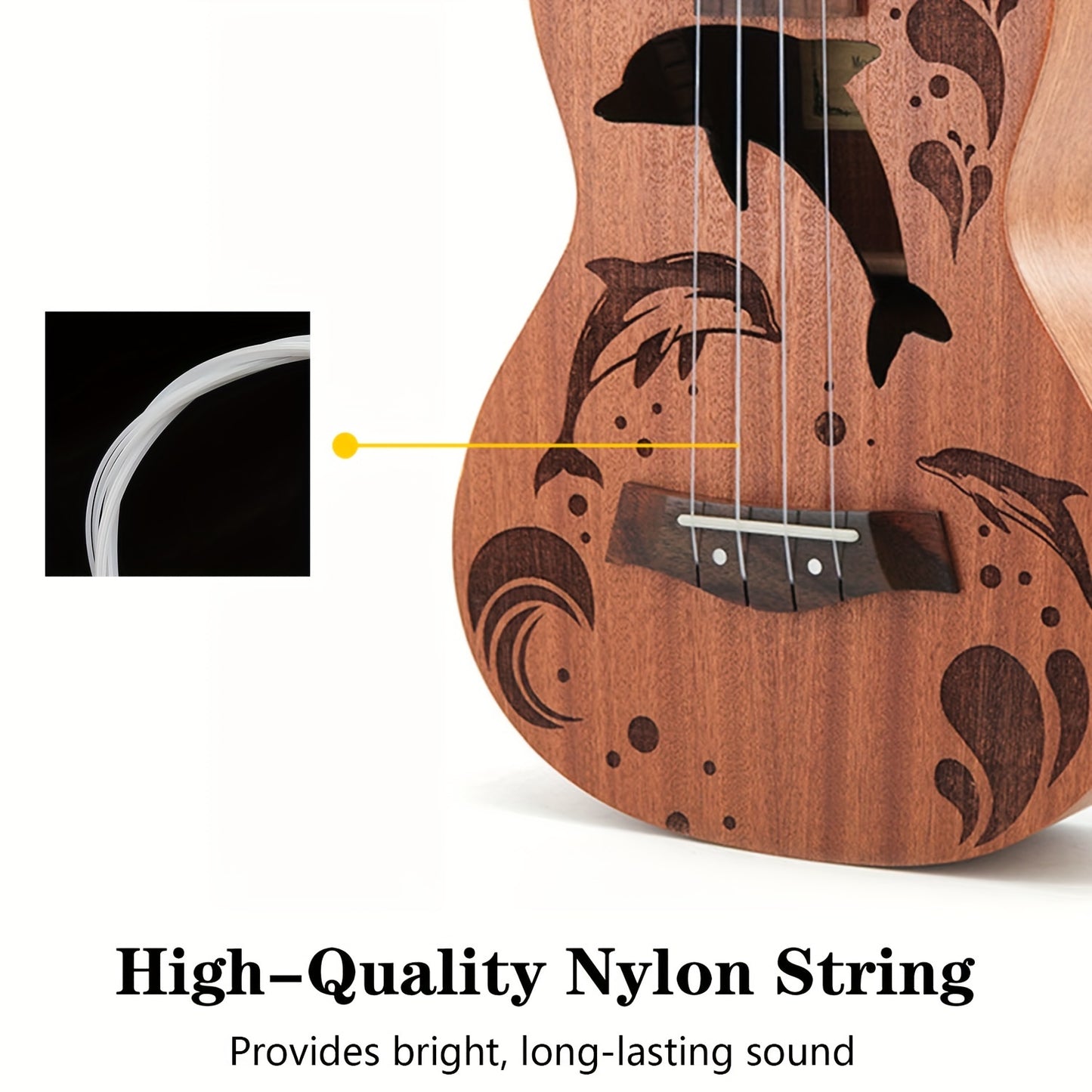 Amdini 21 inch Soprano Ukulele Sapele Small Hawaiian Guitar Set with Case Strap Tuner Picks Nylon Strings Primary Tutorial