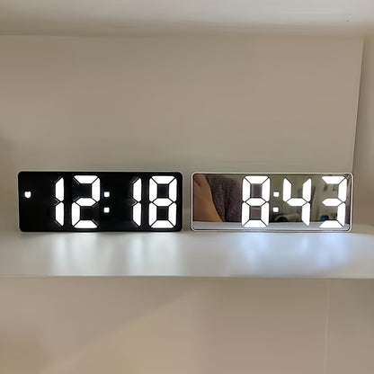 1pc Smart Voice-Controlled LED Desk Clock with Snooze Function - Silent Digital Alarm for Bedroom & Office Use