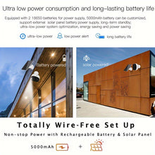 Load image into Gallery viewer, Security Camera Wireless Outdoor, 3MP Night Vision with Spotlight, Wire-Free Battery Solar Powered, Human Detection, with Solar Panel, PIR Human Detection, 2-Way Talk, IP65 Waterproof, SD Card/Cloud Storage, Security Cameras
