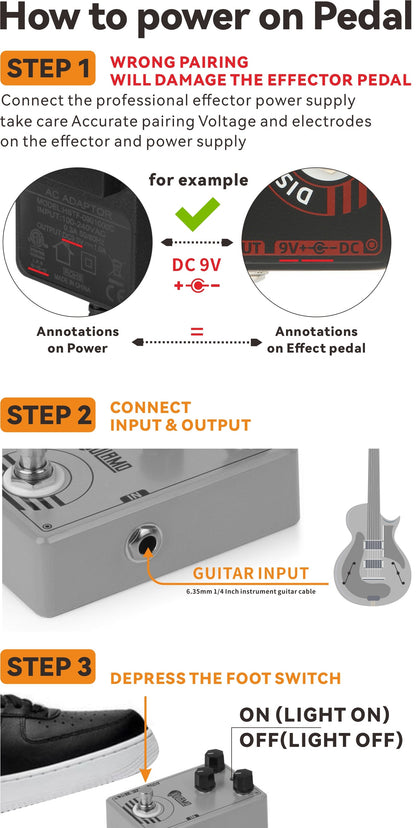 AHAIJI AH-77u High-Gain Distortion Pedal - Heavy Metal Guitar Effects, Black Aluminum Alloy, True Bypass, 3 Control Knobs (Volume, Distortion, Mid), 2-Way Extreme/Classic Selector for Switch, LED Indicator, for High-Quality S