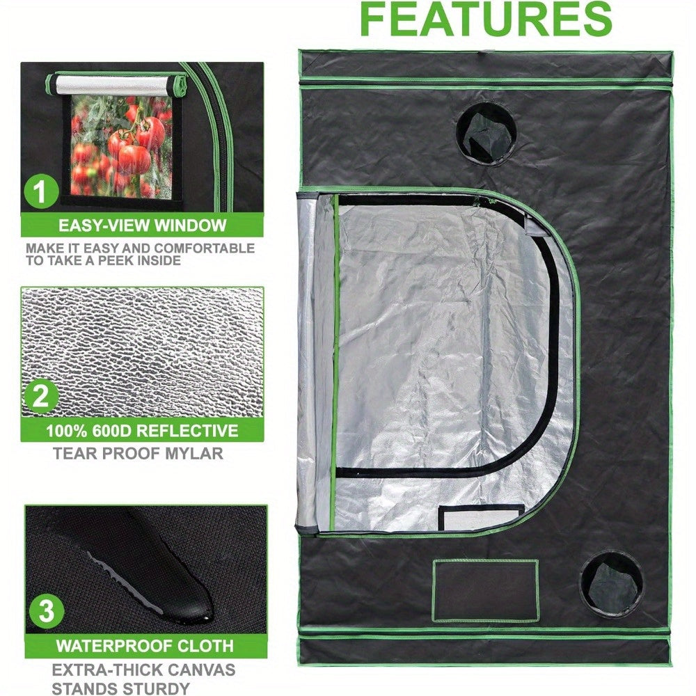 Spacious 4x4 Hydroponic Grow Tent Kit - 48"x48"x80" Indoor Greenhouse with High-Efficiency Reflective Light, Dual Ventilation Windows & Observation Tray, Sturdy Metal Frame for Home Plant Farming & Mushroom Cultivation, Grow