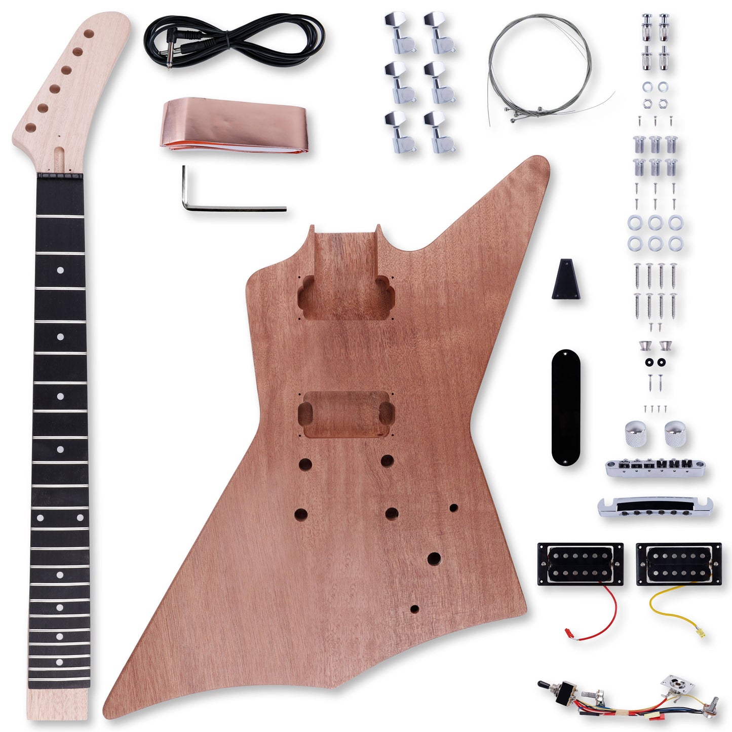 AX Style DIY Electric Guitar Kits - Mahogany Body, Mahogany Neck and Ebony Fingerboard - Fully Components Included