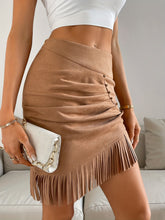 Load image into Gallery viewer, Micro Elasticity Solid Color Tassel Ruched Beaded Bodycon Skirt - Stretchy Polyester Fabric, Elegant Casual Wear for Spring &amp; Summer - Womens Clothing for All Seasons
