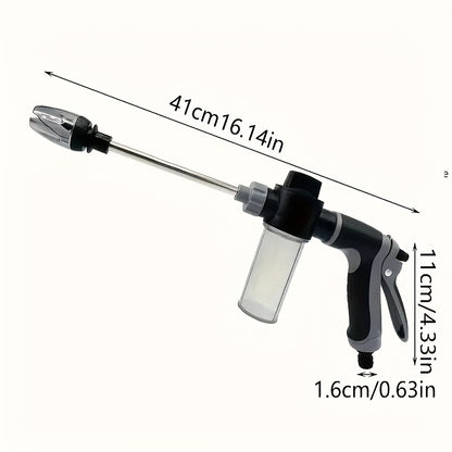 [High-Pressure Water Gun] High-Pressure Quick Connect Adapters Car Washing Water Gun | Universal 3/4 & 1/2 Inch Multi-Purpose Garden Hose Nozzle with Foam Tank - Compact & Adjustable for Cars, Gardens, Pets & Outdoor Cleaning