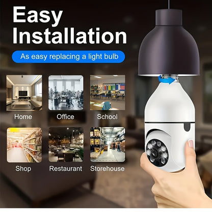 1pc Smart Light Bulb Security Camera, E27 Base, 360° Panoramic View, Motion Detection, Two-Way Audio, Indoor/Outdoor, Enhanced Home Safety