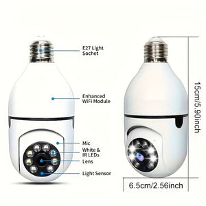 1pc Smart Light Bulb Security Camera, E27 Base, 360° Panoramic View, Motion Detection, Two-Way Audio, Indoor/Outdoor, Enhanced Home Safety