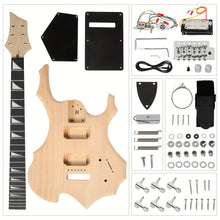 Load image into Gallery viewer, DIY 6 String Flame Shaped Style Electric Guitar Kits with Mahogany Body, Maple Neck and Accessories
