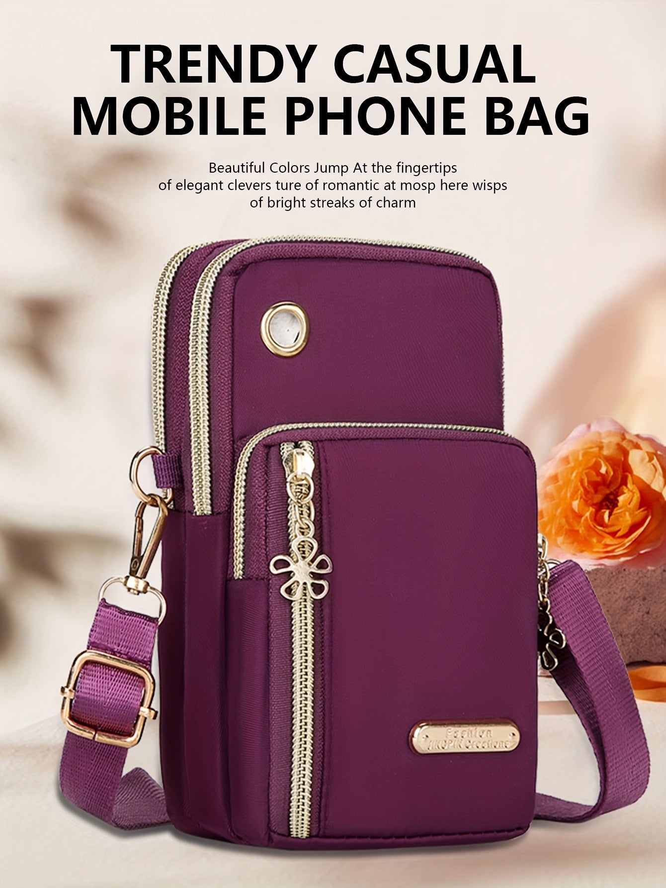 Mini Fashion Cellphone Bag, Trendy Zipper Crossbody Bag, Women's Casual Handbag, Card Holder & Purse