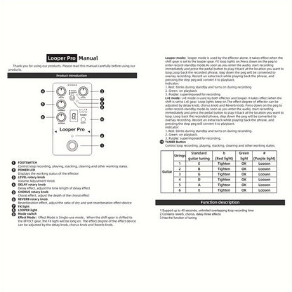 40s Electric Guitar Effects Pedal with Seamless Looping, Unlimited Layering & Premium Chorus, Delay, Coordinator Effects for Unmatched Soundscapes