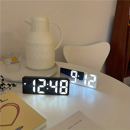 1pc Smart Voice-Controlled LED Desk Clock with Snooze Function - Silent Digital Alarm for Bedroom & Office Use