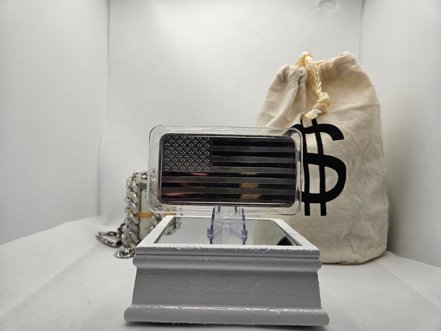 10oz Silver Bar American Flag Design .999 Fine Silver Bar Collectable Silver BUY