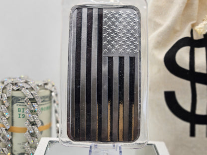 10oz Silver Bar American Flag Design .999 Fine Silver Bar Collectable Silver BUY