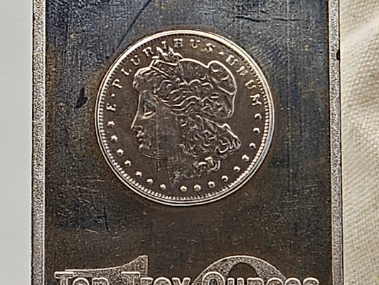 10oz Morgan Dollar Silver Bar .999 Fine Branded Silver Bar Serial