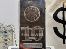 Load image into Gallery viewer, 10oz Morgan Dollar Silver Bar .999 Fine Branded Silver Bar Serial
