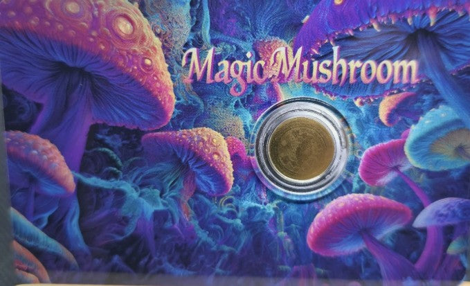 2026 Liberia Magic Mushroom 1/1000 oz .9999 Gold Coin in Card Assay