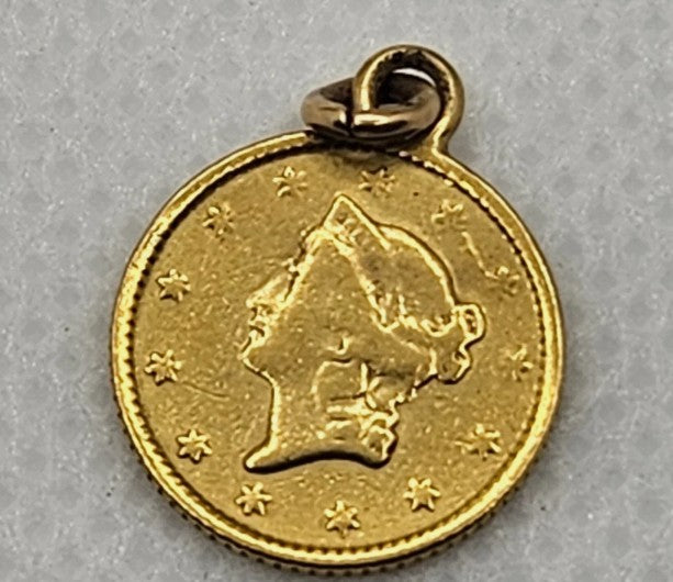 Troy Vintage Gold Engraved Coin Charm Love Pendant Perfect Gift for Her Him