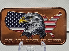 Load image into Gallery viewer, Flying on Eagle Trump Bar One AVDP Ounce .999 Colorized Fine Copper Mint
