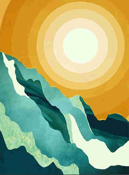 5D Diamond Painting Kit Mountains Sunshine Above 30x40cm Painting Cross Stitch Kits Abstract Painting Mosaic