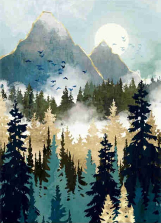DIY Diamond Painting Art Kits Mosaic Mountains Birds Flying Full Round Diamond Embroidery Do It Yourself Beaded Wall Mosaic Great Gift