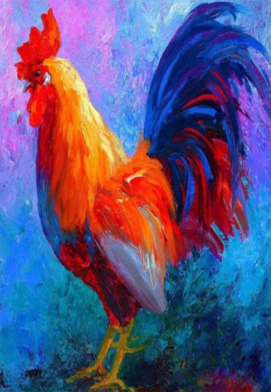 Colorful Red Rooster Full Round Drill Diamond Painting DIY Home Art Project Bird Farm Animal Picture Wall Sticker Ships from USA