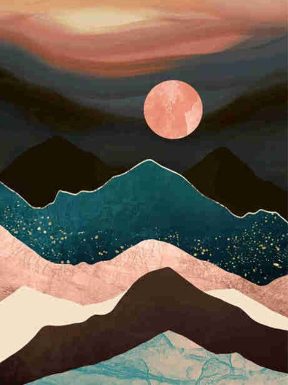 5D Diamond Painting Kit Mountains and Moon Above 30x40cm Painting Cross Stitch Embroidery Craft Kits