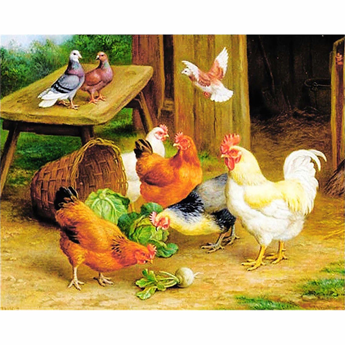 DIY Diamond Painting 5D Round Diamond Art Chickens Pigeons Cross Stitch Embroidery 30x40cm Do it Yourself Crafts Ships from USA