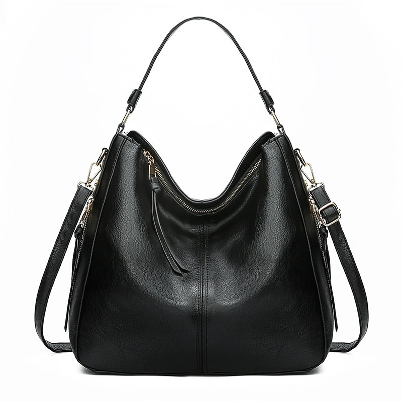 Leather Womens Hobo Bag Female Handbags Leisure Shoulder Bags Fashionable Purses Vintage Style Large Capacity Tote Bag