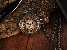 Load image into Gallery viewer, Solid Wood Accent Mechanical Pocket Watch FOB Chain Locket Dial Hollow Steampunk Men Women Clock Watches Box Package
