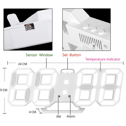 Mirror Face Digital Alarm Clock Desk Table Clock LED Screen Clocks for Bedroom Bedside Alarm Clocks Snooze Function Electronics