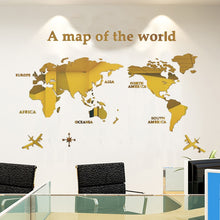 Load image into Gallery viewer, 3D World Map Acrylic Solid Piece Waterproof Mold-proof Bedroom Office Wall Decal Sticker for Living Room Classroom Decoration Ideas
