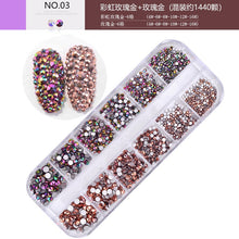 Load image into Gallery viewer, 12 Cube Container Set of AB Crystal Rhinestone Diamond Gem Art 3D Nail Glitter Decoration Beauty Nail Art Design
