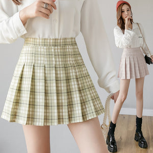 Hot Style Harajuku Fashion Women Japanese Style  Mini Pleated Skirts Casual Loose Plaid Skirt High-Rise Waist New Fashion