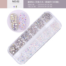 Load image into Gallery viewer, 12 Cube Container Set of AB Crystal Rhinestone Diamond Gem Art 3D Nail Glitter Decoration Beauty Nail Art Design
