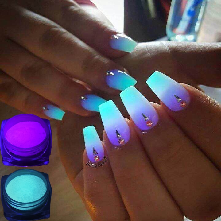 Glow in the Dark Neon Phosphor Nail Powder Glitter Dust Luminous Pigment Fluorescent Nail Powder Glows