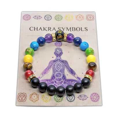 7 Chakra Bracelet with Meaning Card for Men Women Natural Crystal Healing Anxiety Jewelry Mandala Yoga Meditation Bracelet Gift