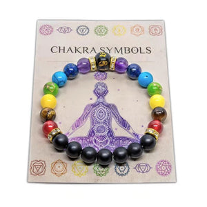 7 Chakra Bracelet with Meaning Card for Men Women Natural Crystal Healing Anxiety Jewelry Mandala Yoga Meditation Bracelet Gift