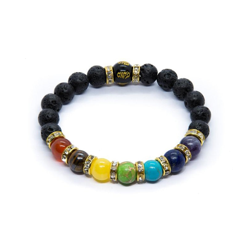 7 Chakra Bracelet with Meaning Card for Men Women Natural Crystal Healing Anxiety Jewelry Mandala Yoga Meditation Bracelet Gift