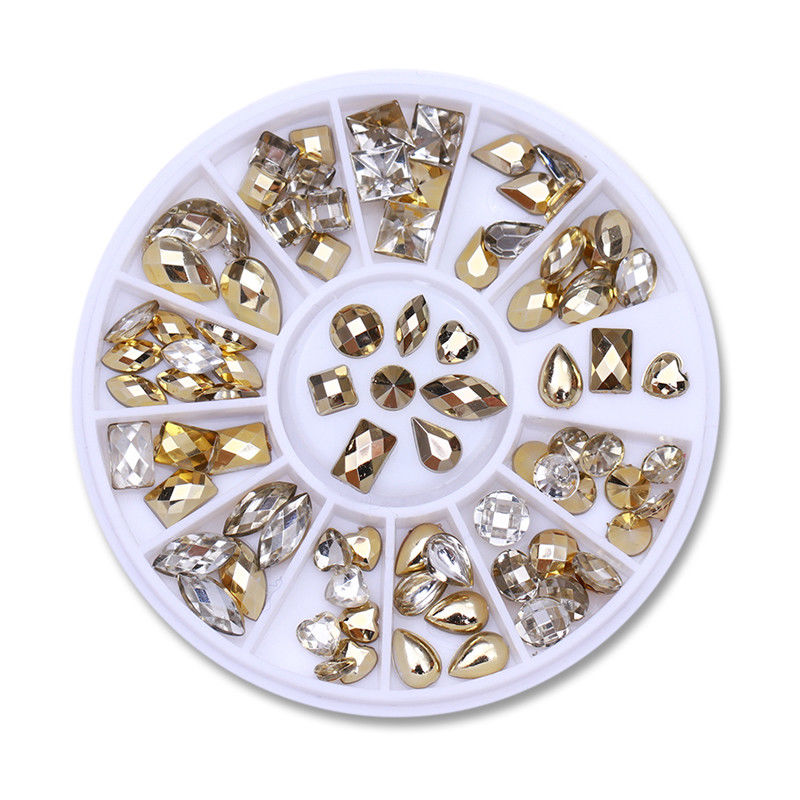 12 Cube Container Set of AB Crystal Rhinestone Diamond Gem Art 3D Nail Glitter Decoration Beauty Nail Art Design
