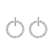 Load image into Gallery viewer, Fashionable 925 Sterling Silver or Gold Crystal Rhinestone Geometric Round Stud Earrings For Women Beautiful Bling Jewelry Great Gift
