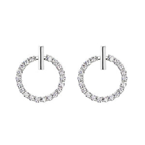 Fashionable 925 Sterling Silver or Gold Crystal Rhinestone Geometric Round Stud Earrings For Women Beautiful Bling Jewelry Great Gift