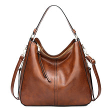 Load image into Gallery viewer, Leather Womens Hobo Bag Female Handbags Leisure Shoulder Bags Fashionable Purses Vintage Style Large Capacity Tote Bag
