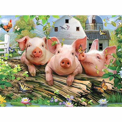 DIY The Three Little Pigs 5D Diamond Painting Kit Farm Animals Cross Stitch Embroidery Background Home Decor Kits Ships from USA