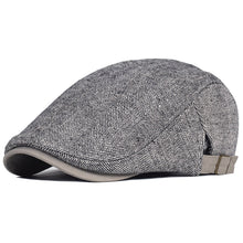 Load image into Gallery viewer, Vintage Style Newsboy Cap Unisex Winter Wool Thick Warm Herringbone Casual Stripe Berets Gatsby Flat Hat Peaked Adjustable Cap
