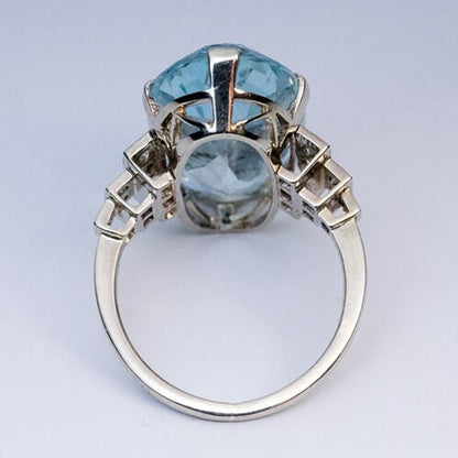 Light Sky Blue Female Wedding Ring Solitaire Band Oval Stone Engage Party Women Luxury Jewelry CZ Shine Great Gift