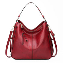 Load image into Gallery viewer, Leather Womens Hobo Bag Female Handbags Leisure Shoulder Bags Fashionable Purses Vintage Style Large Capacity Tote Bag
