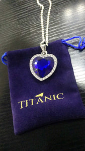 Titanic Heart of the Ocean Necklace Blue Heart Love Forever Pendant Necklace for Women Velvet Box Jewelry Gifts Movie Memorabilia