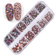 Load image into Gallery viewer, 12 Cube Container Set of AB Crystal Rhinestone Diamond Gem Art 3D Nail Glitter Decoration Beauty Nail Art Design
